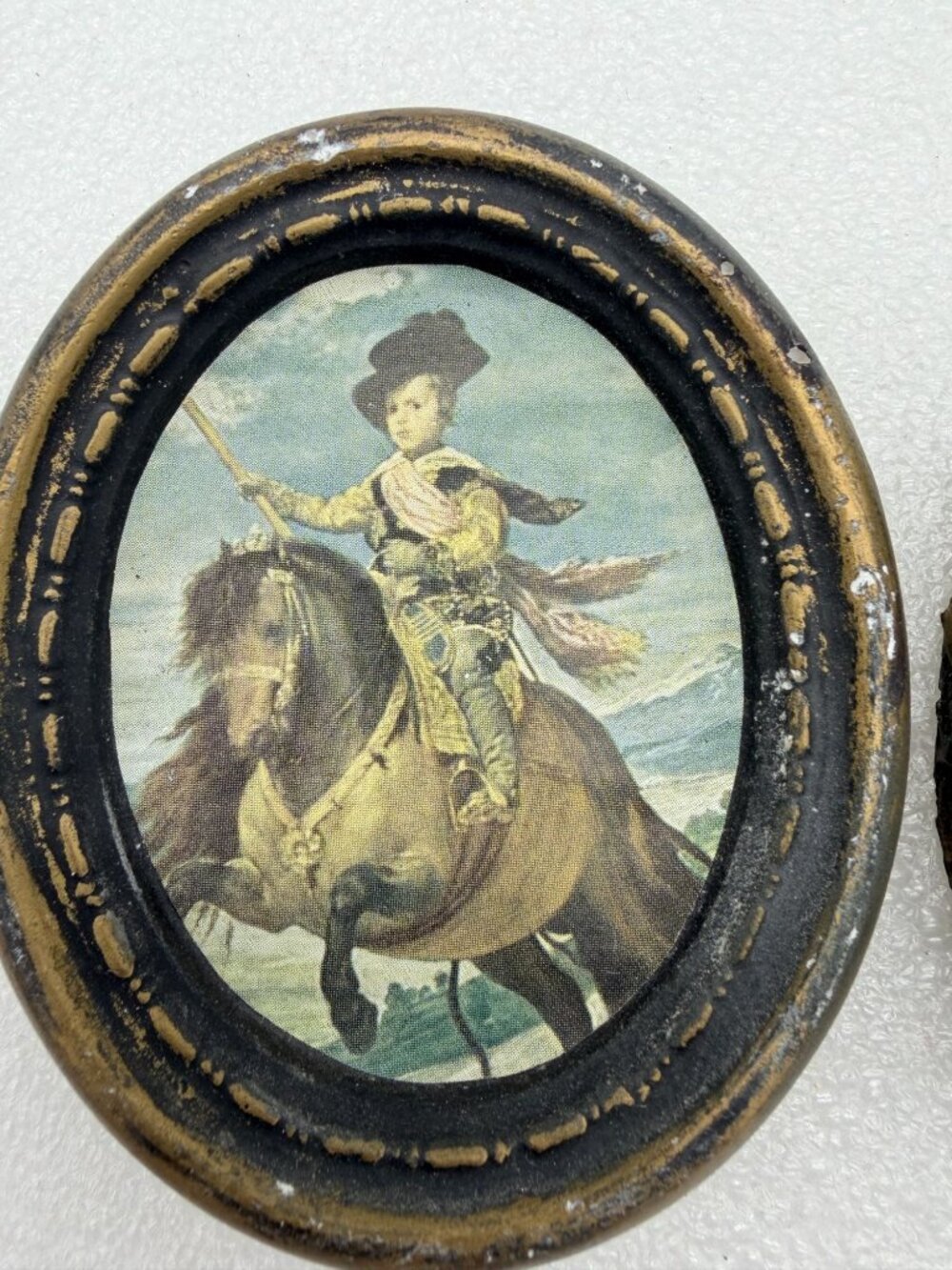 Trio Of Miniature Famous Art Prints in Chalkware Frames Marie Antoinette-AS IS - Picture 2 of 8